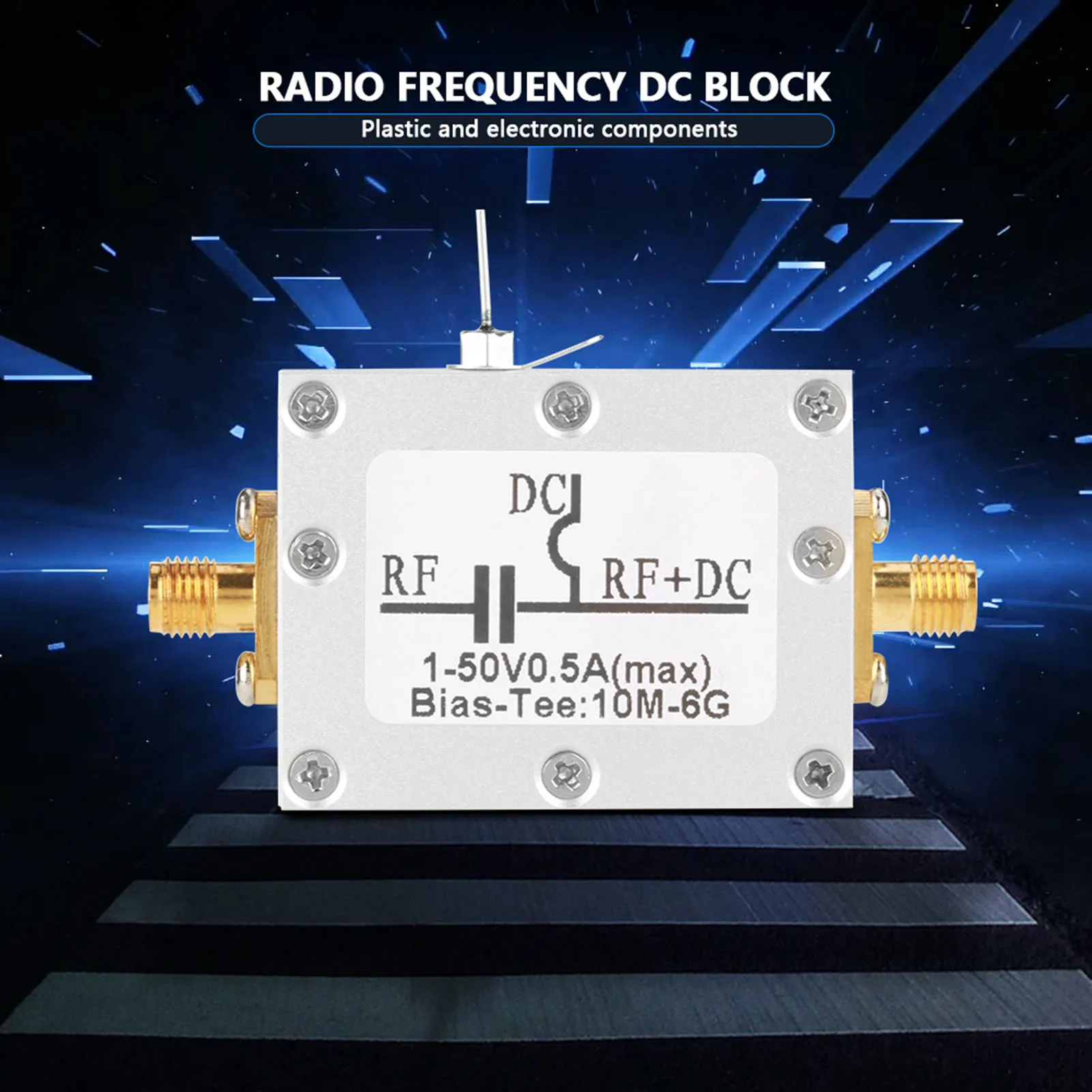 10MHz-6GHz Bias Tee 10MHz-6GHz Broadband Radio Frequency Microwave Coaxial Bias Coaxial Bias Tee RF Bias Tee Coaxial Bias