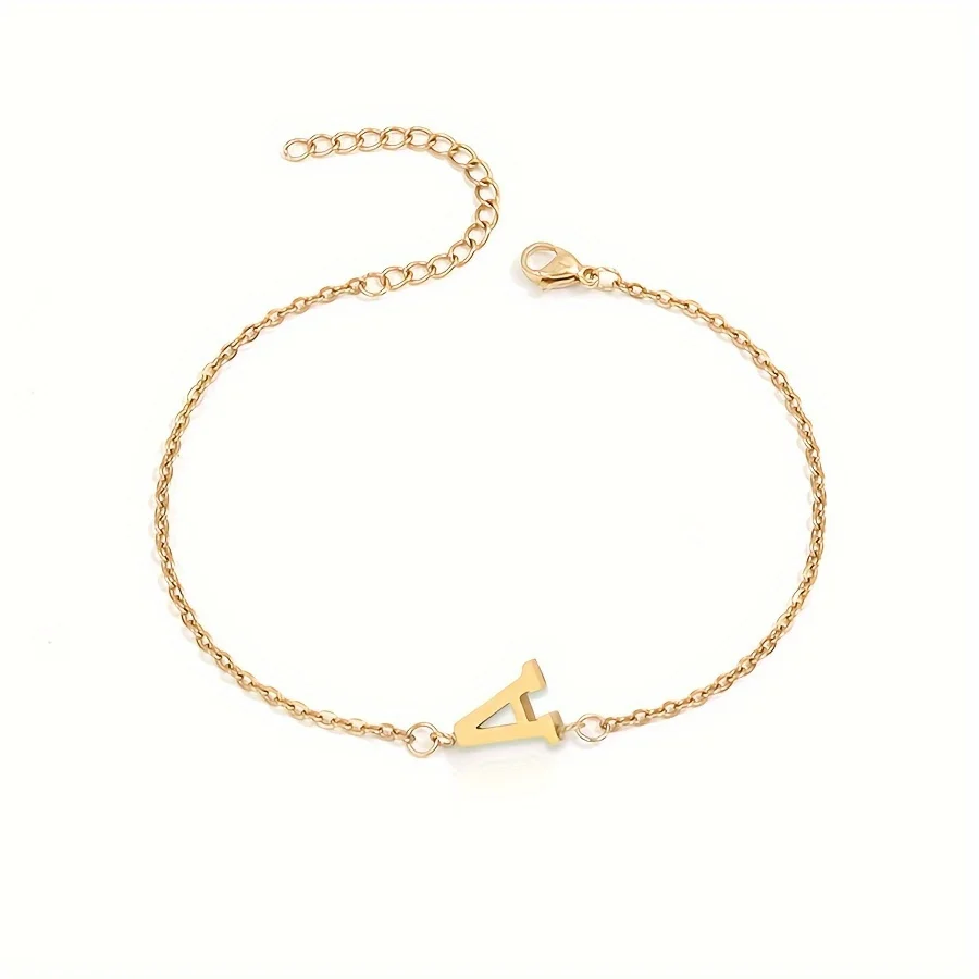 1 Stück Buchstabenform Perlen dünnes Kettenarmband, einfache minimalistische Handkette Unisex Schmuck Dekoration
