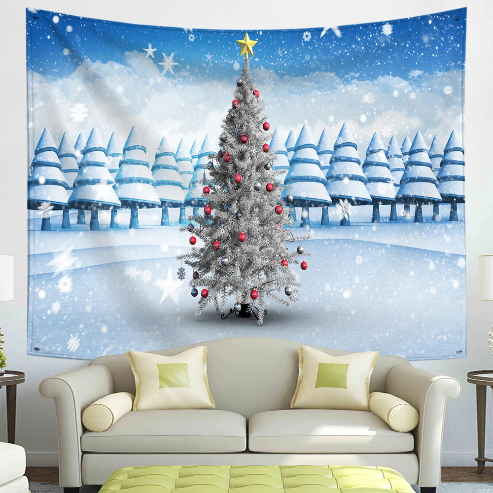 Christmas Tapestry Santa Claus Hanging Fireplace Home Decoration  Nativity scene Room Decor Snowman Christmas Tree Wall Tapestry