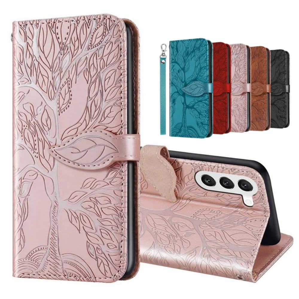 3D Art Tree Phone Wallet Case Book For Samsung Galaxy A22 5G A52 A21 A32 A53 S26Ultra S25 S24 Plus S22 5G Flip Cover