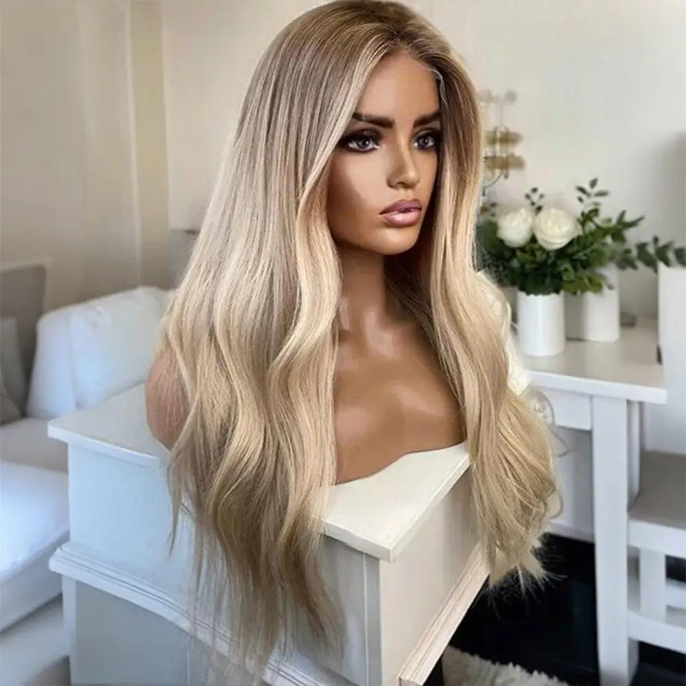 

Парик Jessies 13x6 Frontal Wig, омбре, пепельно-русый балаяж, полностью кружевной, волнистый, из натуральных волос