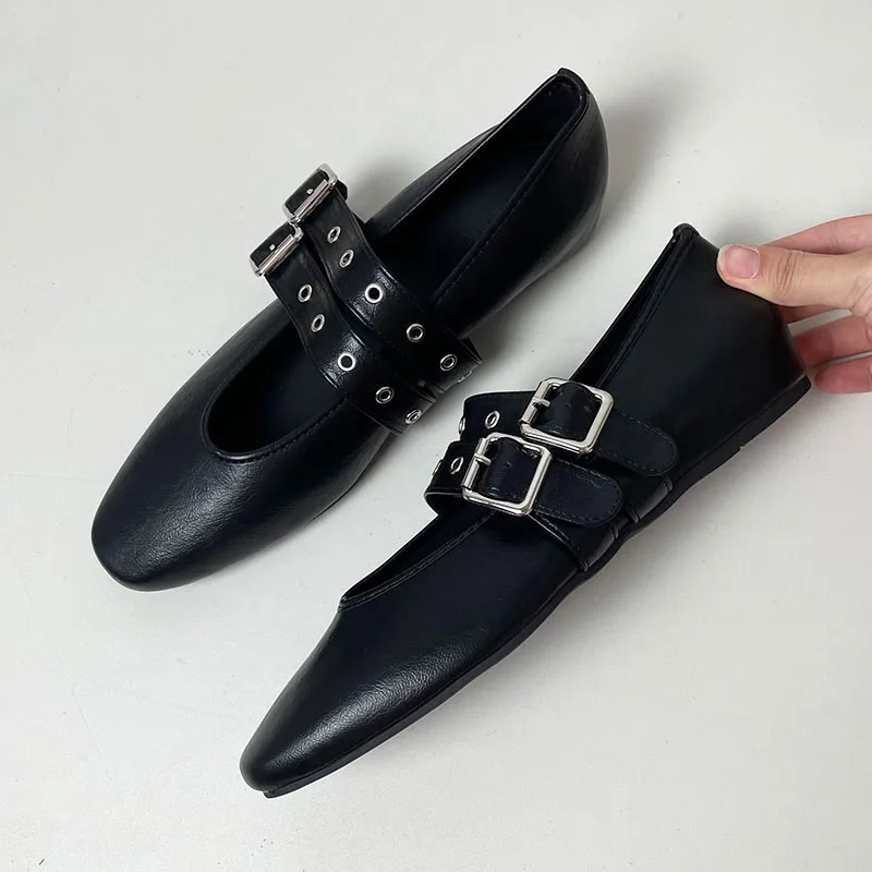 Female Buckle Strap Footwear Ballet Flats Fashion Women Dance Shoes Spring Round Toe Ladies Flats With Lolita Shoes