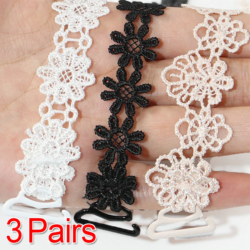 1Pair Women Non-Slip Bra Straps Flower Lace Adjustable Shoulder Strap Fashion Bras Buckles Female Lingerie Underwear Accessories