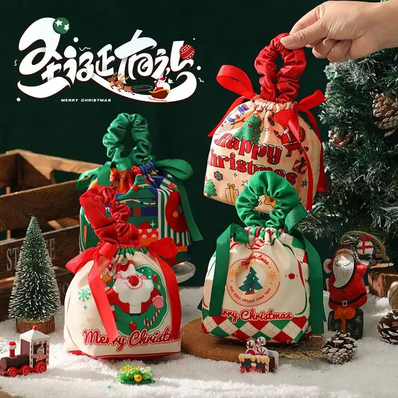 رجل ثلج عيد الميلاد لعام 2026، سانتا كلوز، حقيبة هدايا من قماش الأيائل، حقيبة يد حلوى للأطفال للعام الجديد، ديكور تخزين التفاح الاحتفالي #5
