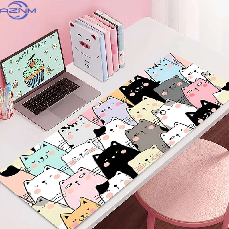 90x40 Mouse Pad Deskmat Cute Cartoon Cat Laptop Office Mousepad Desk Decor Extended Mouse Pad Pc Keyboard Mat Oversize Desk Pad