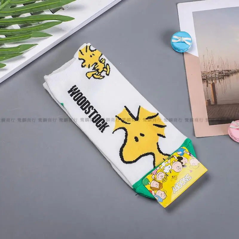 Kawaii Peanuts Snoopy Charlie Woodstock Cotton Socks Short Sock Non-Slip Straight Socks Sweat Absorption Breathable Girls Gift