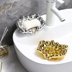 Nuovo stile di lusso leggero portasapone creativo portasapone portatile in oro bagno portasapone per scarico domestico vassoio portasapone antiscivolo