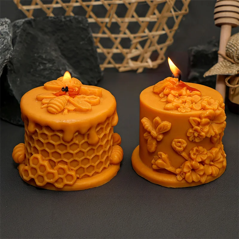 

3D сотовый торт, пчела, силиконовая форма для свечей, сделай сам, торт в виде пчелы, цветы, свечи, гипсовый домашний декор, подарок