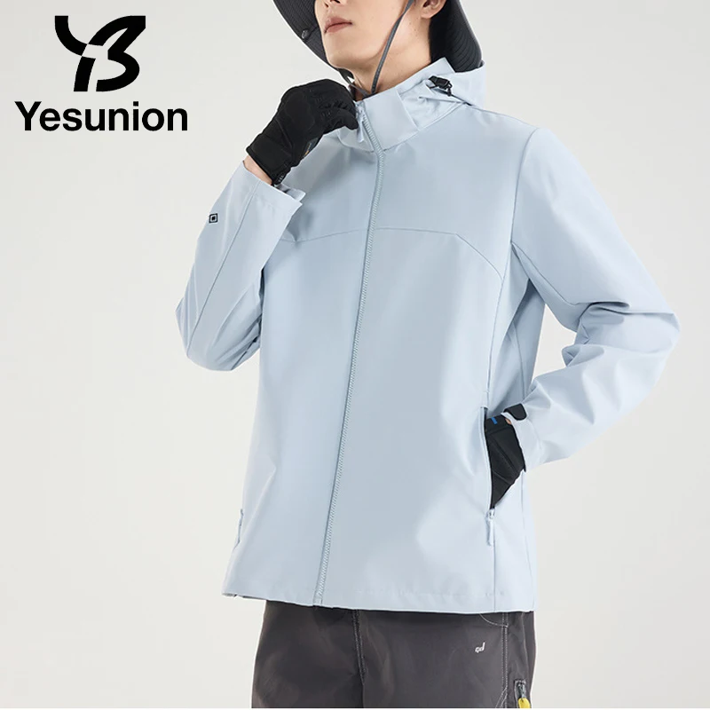 

YESUNION унисекс уличная водонепроницаемая куртка одежда для скалолазания повседневная спортивная ветровка с капюшоном для пар весенне-осенняя женская одежда