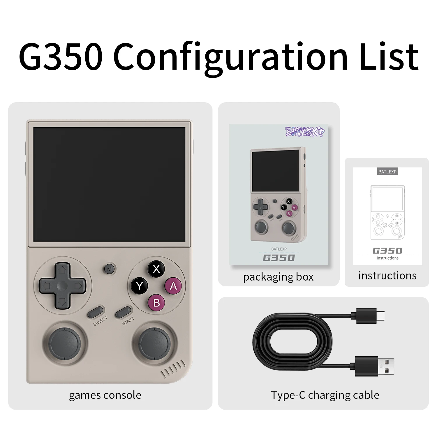 BATLEXP G350 Handheld Game Console 3.5 ''IPS Scherm Linux Systeem Dual Joystick Trillingen Motor Retro Draagbare Video Console Gift - afbeelding 1