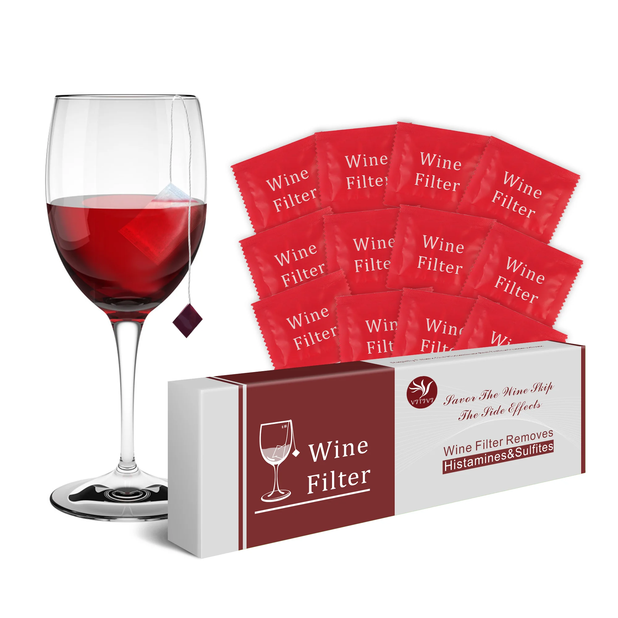 (12 Pack) Wine Sulfite Filter To Remove Sulfite And Histamine, Eliminate Headaches, Reduce Wine Allergies