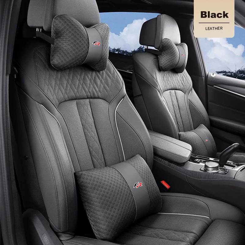 1pc Car PU Leather Headrest Seat Lumbar Support Pillow Accessories for Seat FR Alhambra Leon Ateca Arona Altea ltea Cupra Toledo