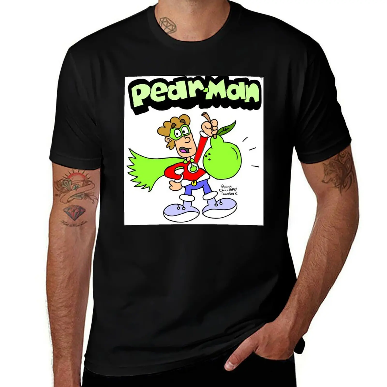 Pearman Pear-Man Superhero T-Shirt tees valentines boutique clothes graphic tee shirt vintage compression shirt men