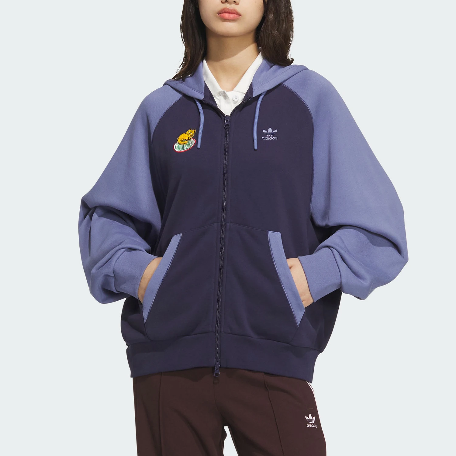 Adidas Official Genuine Product Three Stripes Women's Street Style Patchwork Hooded Jacket JL7525