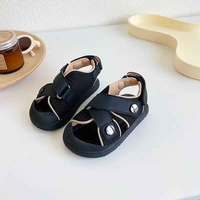 Zapatos de malla para bebé, sandalias transpirables para niño pequeño, calzado infantil de Punta cerrada, sandalias de playa para niño y niña, novedad de verano 2023