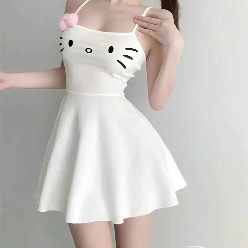 Dress Sanrio Sweet and Cute Dress Anime Hello Kitty Women's Sexy Spicy Girl Strap Dress Seaside Vacation Dress Student Pajama