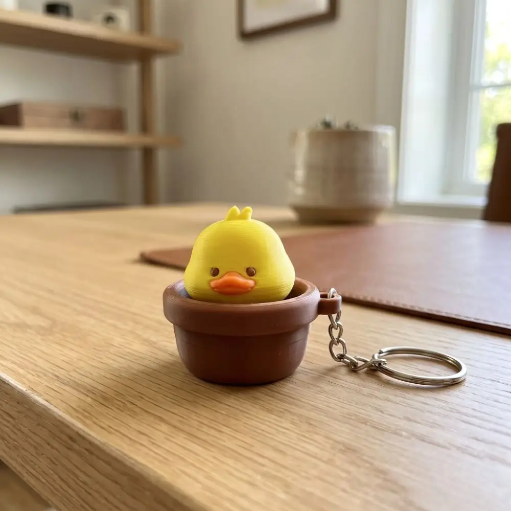 3D Printed Keycap Clicker Pendant Key Ring Button Press Keyboard Fidgets Keychain Duck Panda Funny Fidget Clicker Keychain