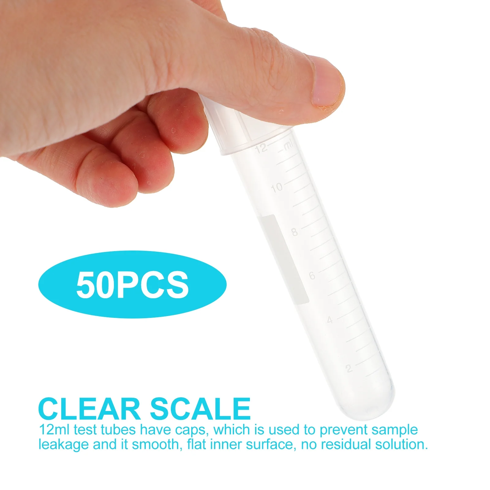 

100pcs Bacteria Culture Tubes 12Ml Plastic Centrifuge Test Tubes With Graduated Marks Flat Inner Surface For Laboratory Science