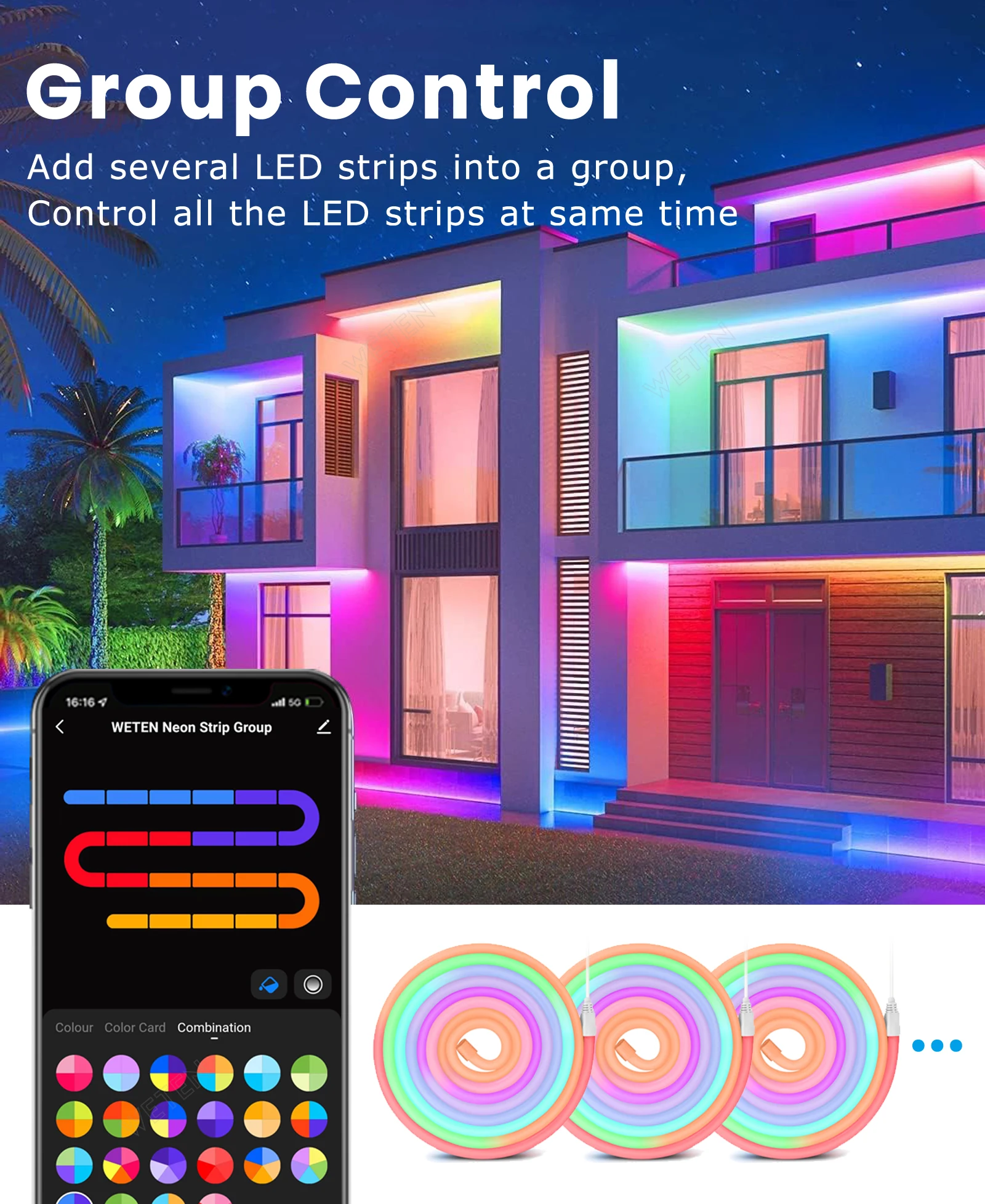 Tuya Smart Wifi RGBIC Neon LED Streifen Licht Flexible Adressierbare RGB Umgebungs Dekor Lampe Musik Sync APP Unterstützung Alexa Google Hause – Detail 13