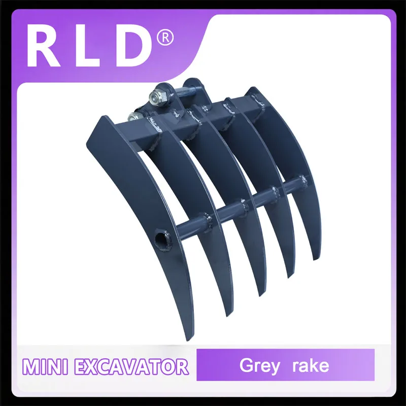 미니 굴삭기 레이크 어태치먼트 소형 굴착기 액세서리 강철 흙 풀림 레이크 잔디 농업 낙엽 청소용
