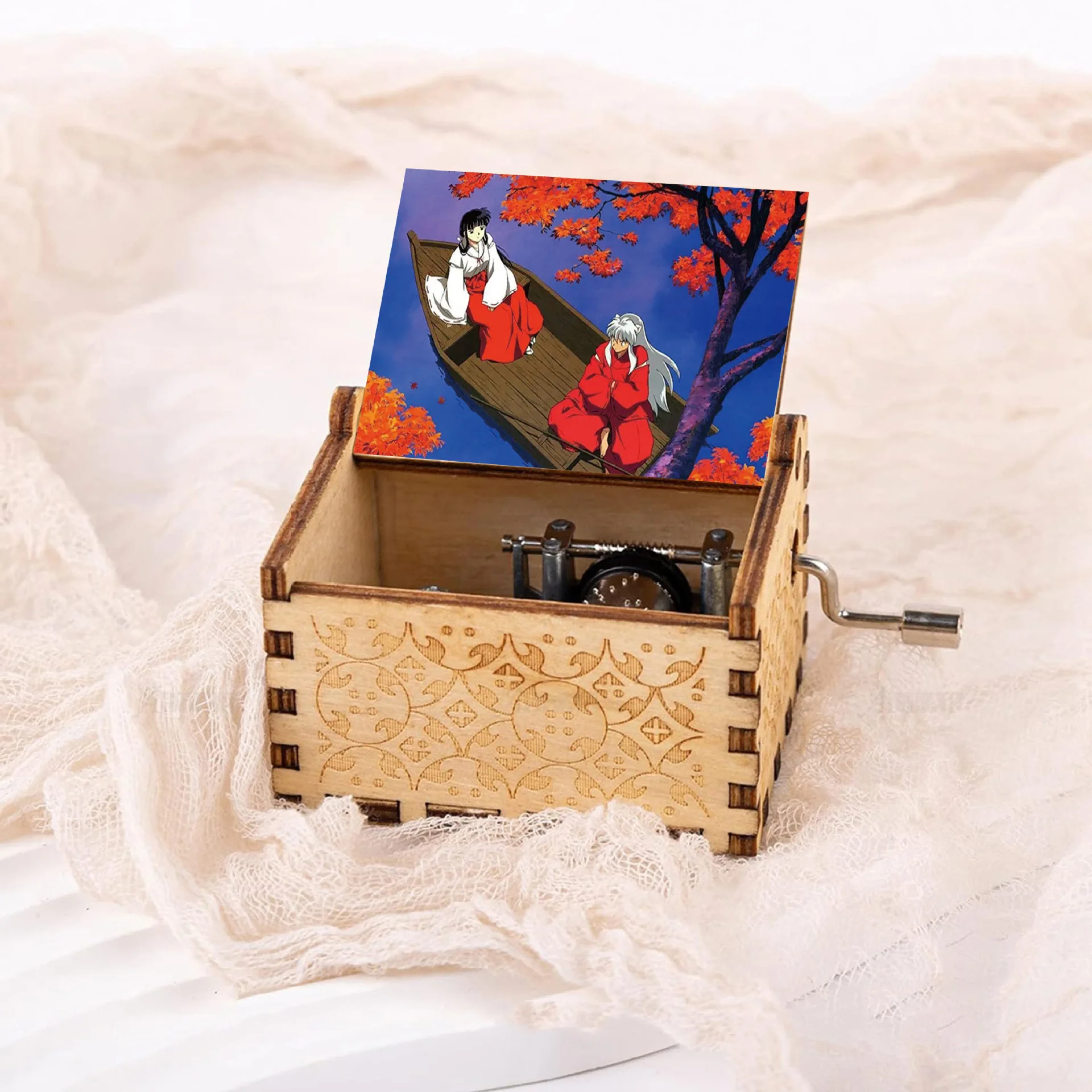 Anime InuYasha Zwarte Muziekdoos Melody To-love's-End muziekdoos Bureau Woondecoratie Verzamel geschenken
