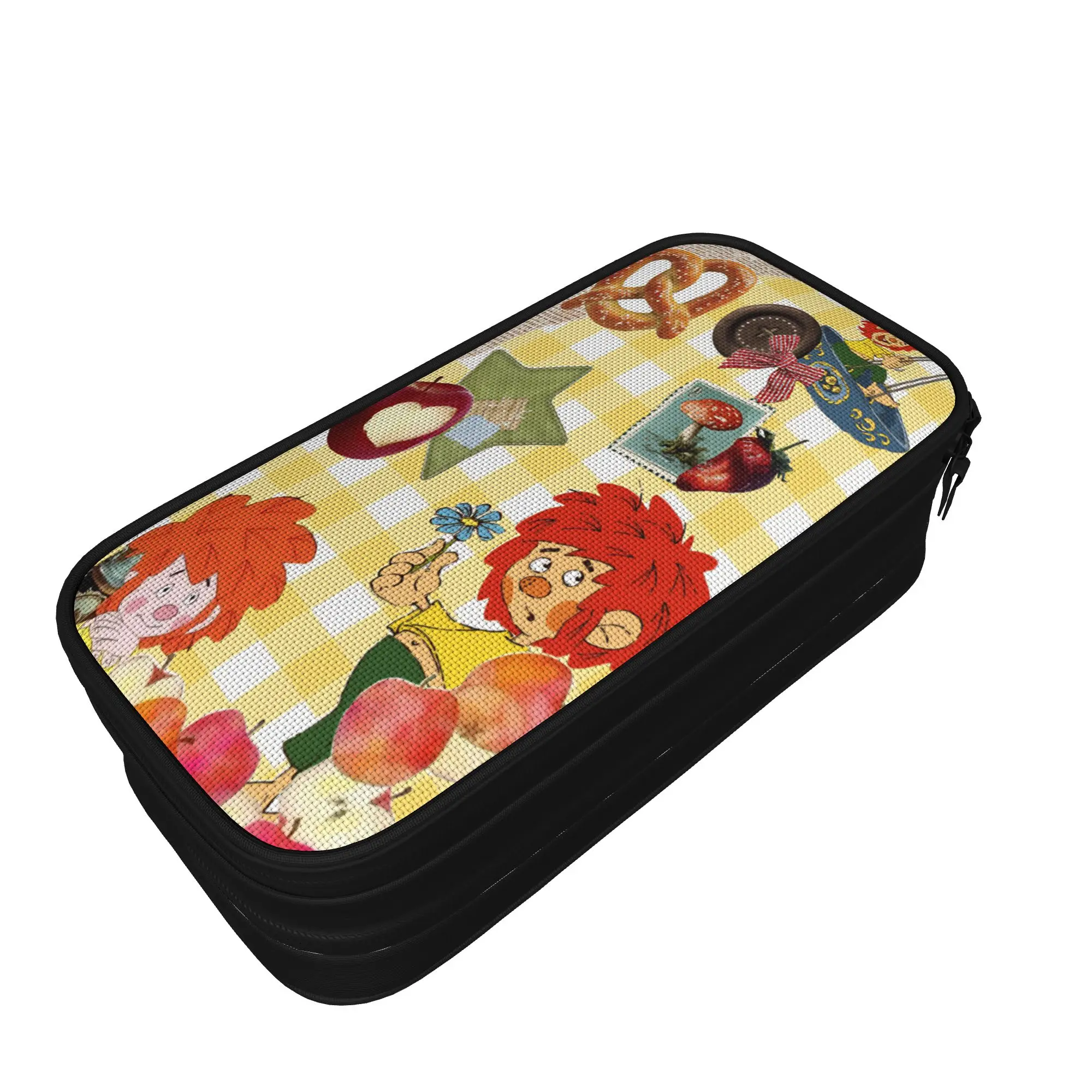 Large-capacity Pen Box Pumuckls drinks beer  Merch  Double Layer Pencil Bag Women Makeup Bag Gift
