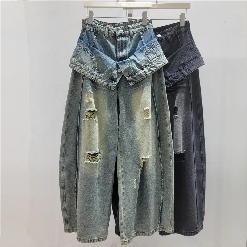 Taant Retro high waist wide leg jeans women's 2026 new trousers