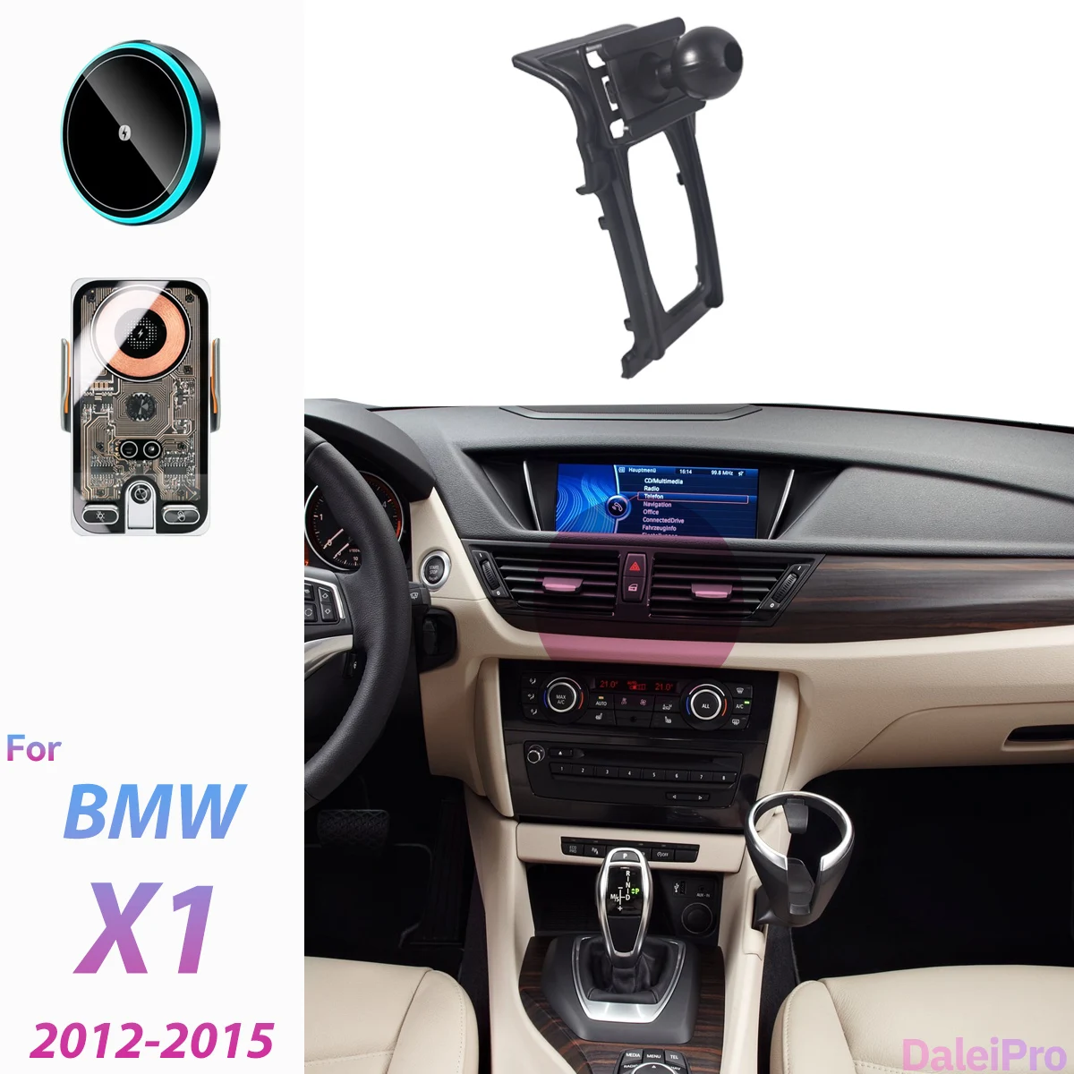 Für 2012-2015 BMW X1 E84 Auto-Handyhalterung Kabelloses Ladegerät Magsafe-Halterung Automatische Klemmung Starker Magnet Auto-Zubehör