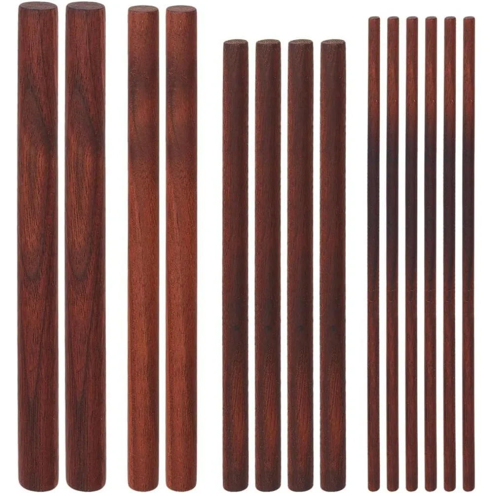 14 Pcs Walnut Dowel Rods 4.5/9.8/11.8/15mm Diameter Wood Sticks 7.4~7.9 inch Long Unfinished Round Sticks Wooden Carving Blocks