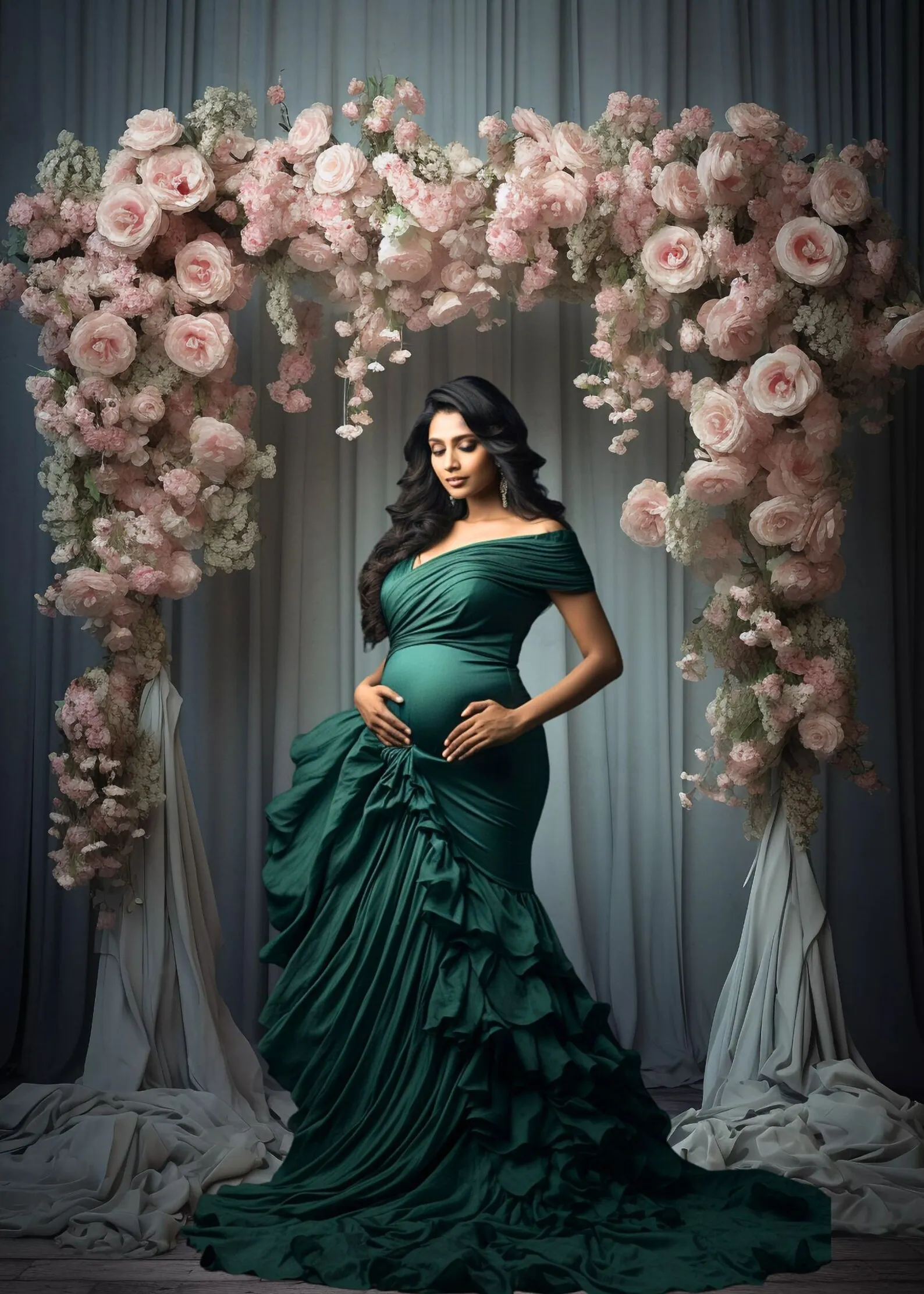 Mehofond 사진 배경 아치, 꽃 창 커튼, 성인 생일, 결혼식, 출산 초상화 장식, 사진 스튜디오 배경