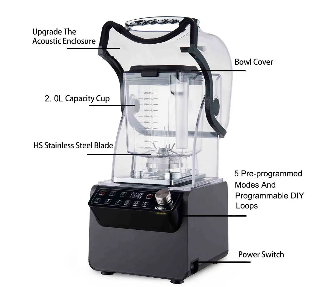 Heavy Duty Electric Commercial Blender Multifunctional Mixer Juicer Smoothie Machine