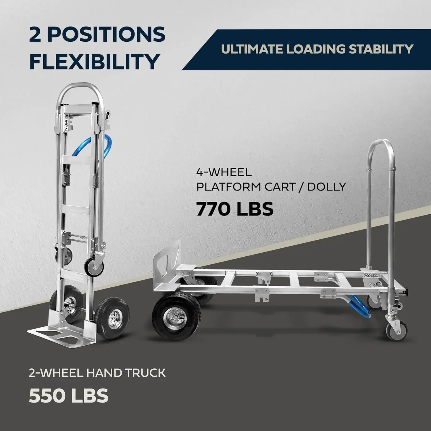 BestsellerBestseller2-in-1 Aluminum Convertible Hand Truck - Industrial Heavy Duty Appliance Dolly 4-Wheel Platform Cart
