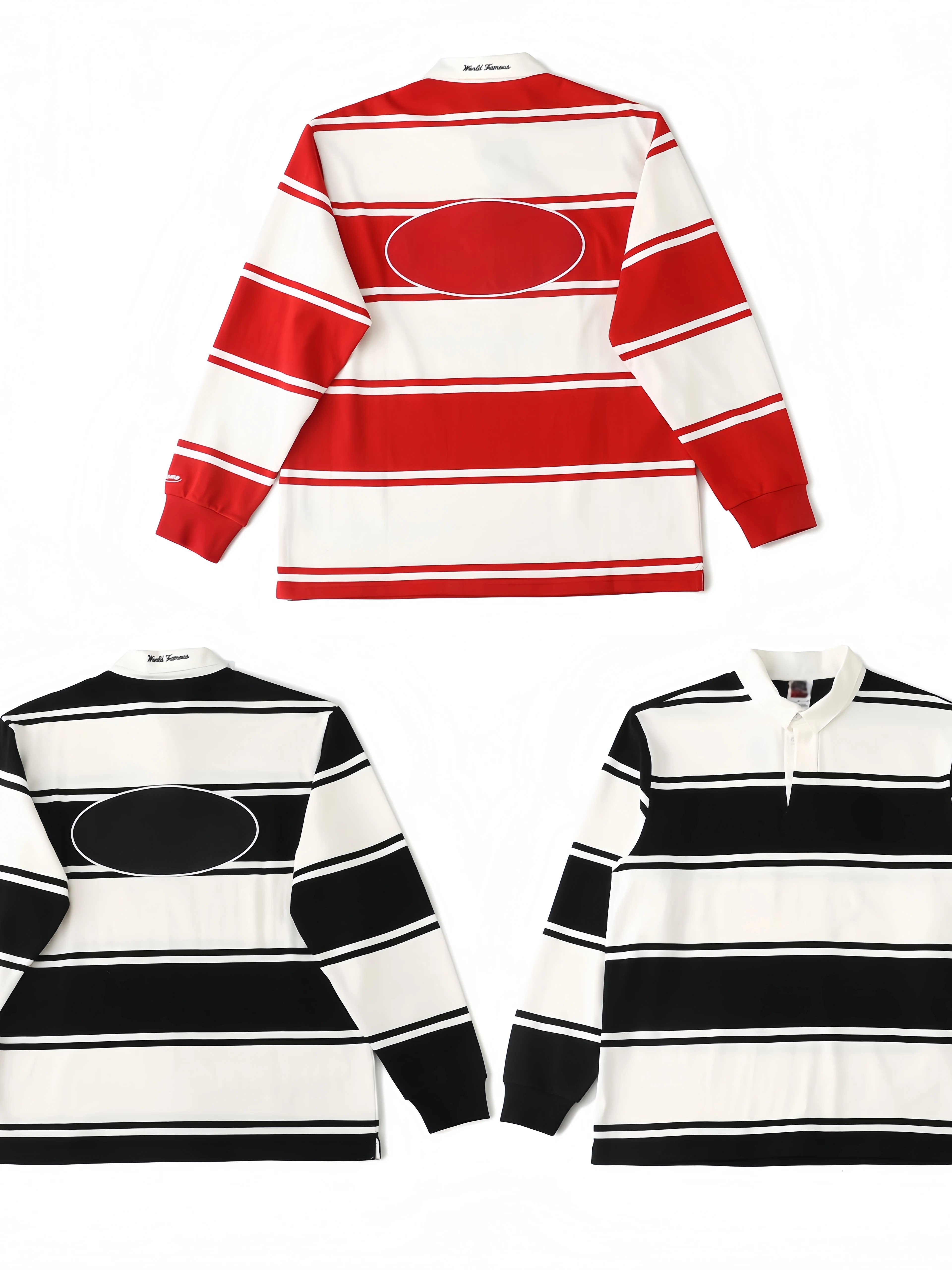 David NSS25 Stripe Rugby Logo Long Sleeve  Shirt Couple Style Organic Cotton Breathable Skin-Friendly Spring Summer