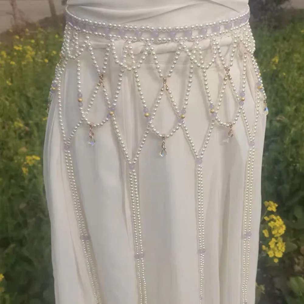 

Поясная цепочка с бахромой ручной работы - красочный аксессуар Hanfu из бисера, китайские бижутерия для женщин, украшение на талию в стиле Дуньхуан