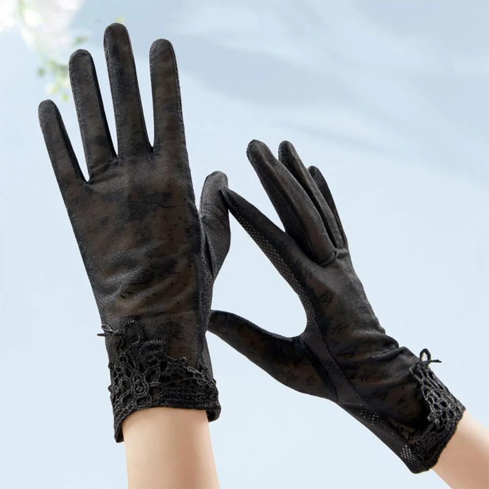 

Elastic Thin Sun Protection Gloves Sun Protection Lace Ice Silk Glove Breathable Driving Mittens Summer