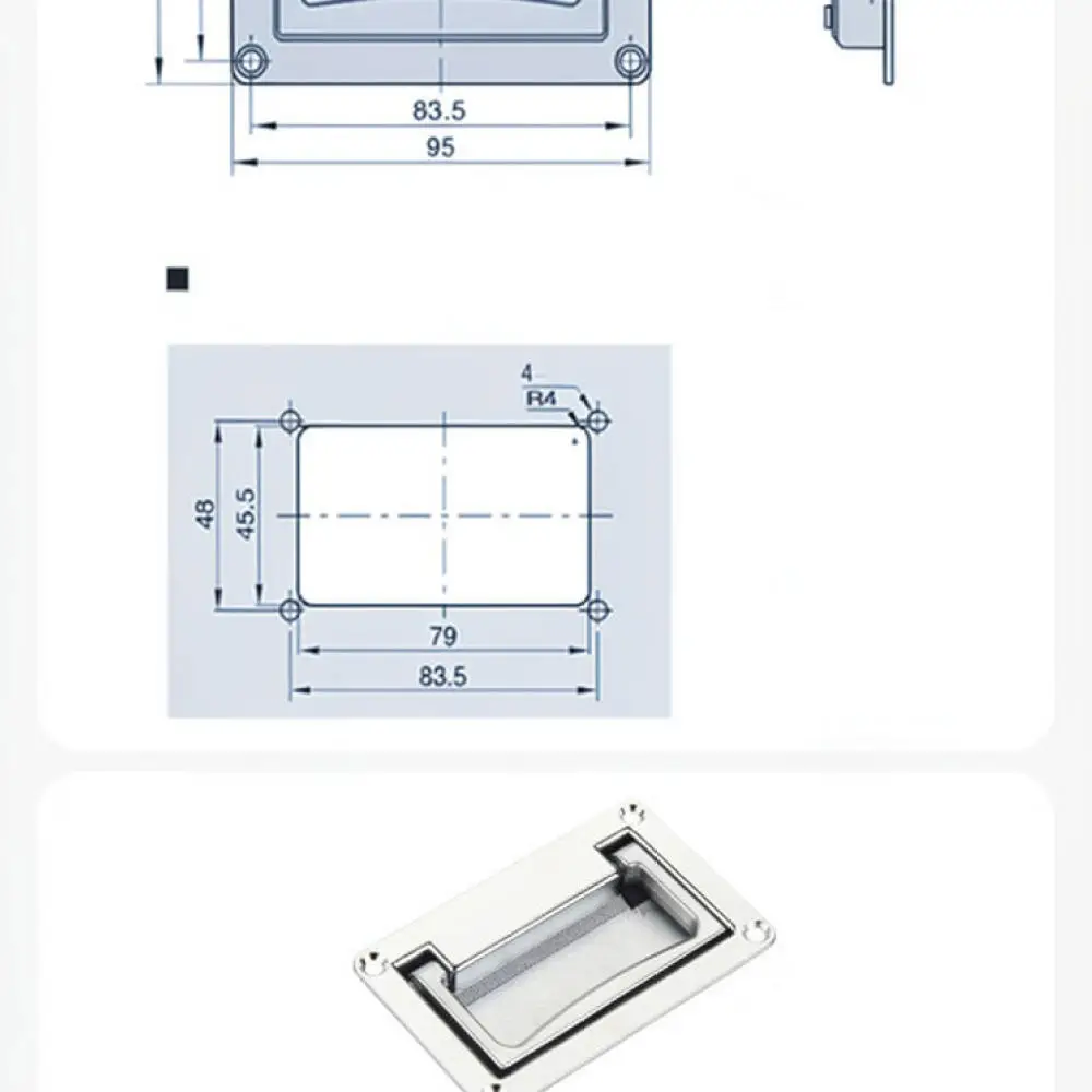 Premium Zinc Alloy Flush Grip For Gurei Industrial Cabinet Panel Door Tool Box Drawer Pull Handle Hardware Part