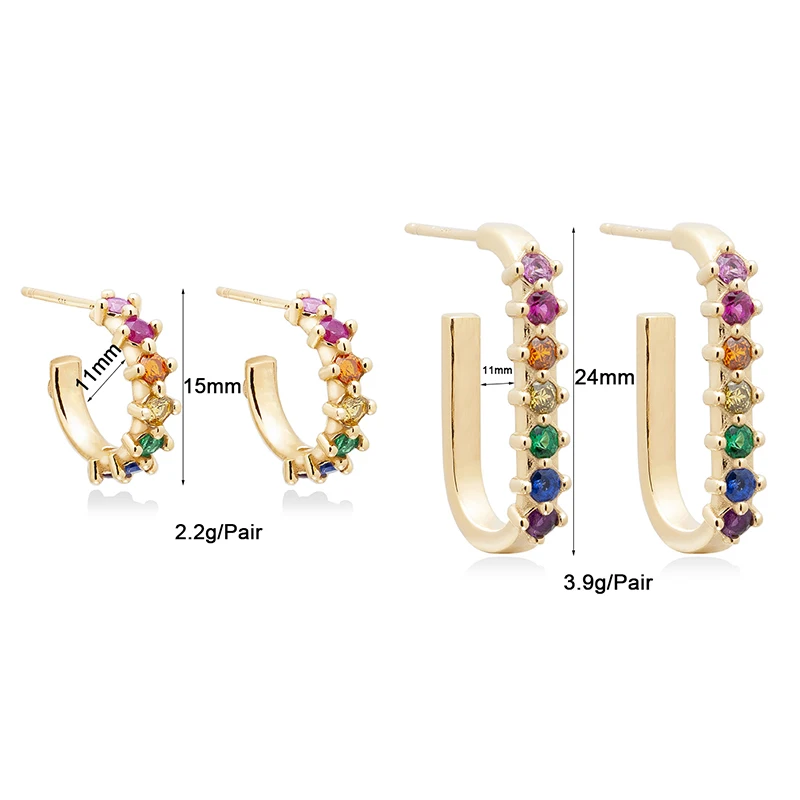 CRMYA Gold-plated Stud Clip Earrings For Women Fashion Color CZ Zircon Without Piercing Ear Cuff Earrings 2023 Jewelry Wholesale