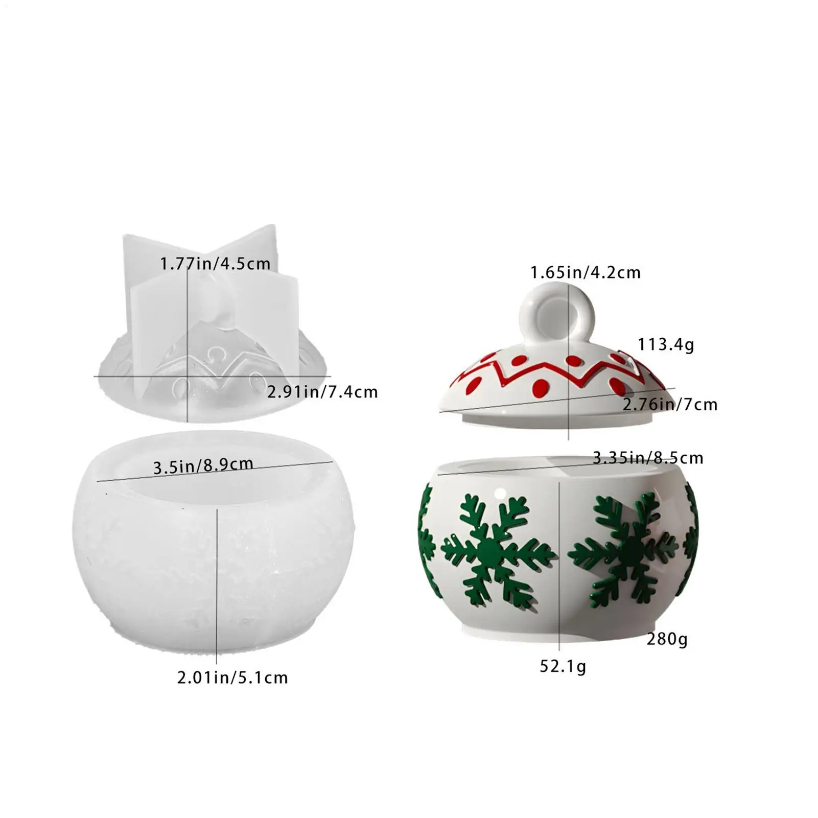 قوالب سيليكون لعيد الميلاد مع غطاء صندوق تخزين مجوهرات عيد الميلاد مع تصميم ندفة الثلج قالب سيليكون قابل لإعادة الاستخدام للحدث