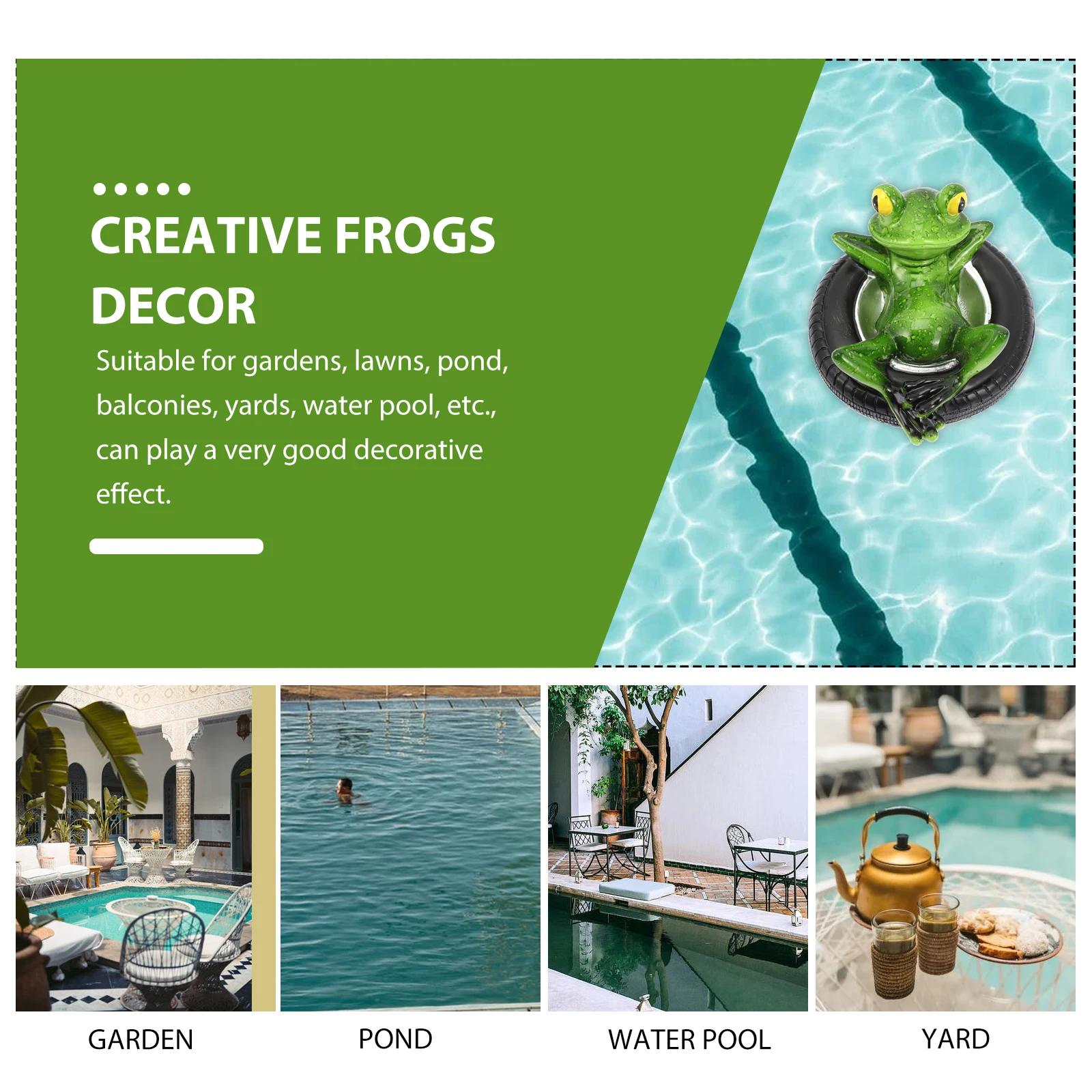 

Floating Ornaments Water Pond Garden Statue Decor Resin Made Long Lasting Frog Sculpture Lawn Balcony Yard Adornment