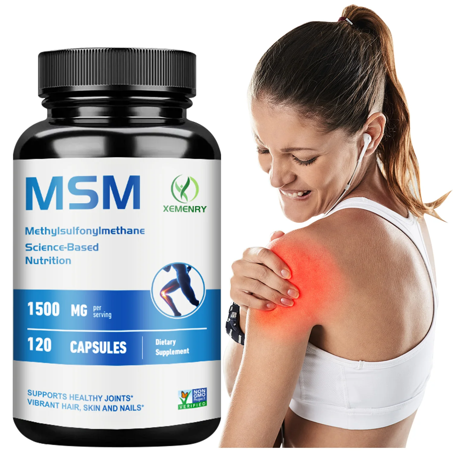 

MSM - Supports Joint and Bone Health, Protect Cartilage,Improves Flexibility, For Hair, Skin and Nails Health, Antioxidant