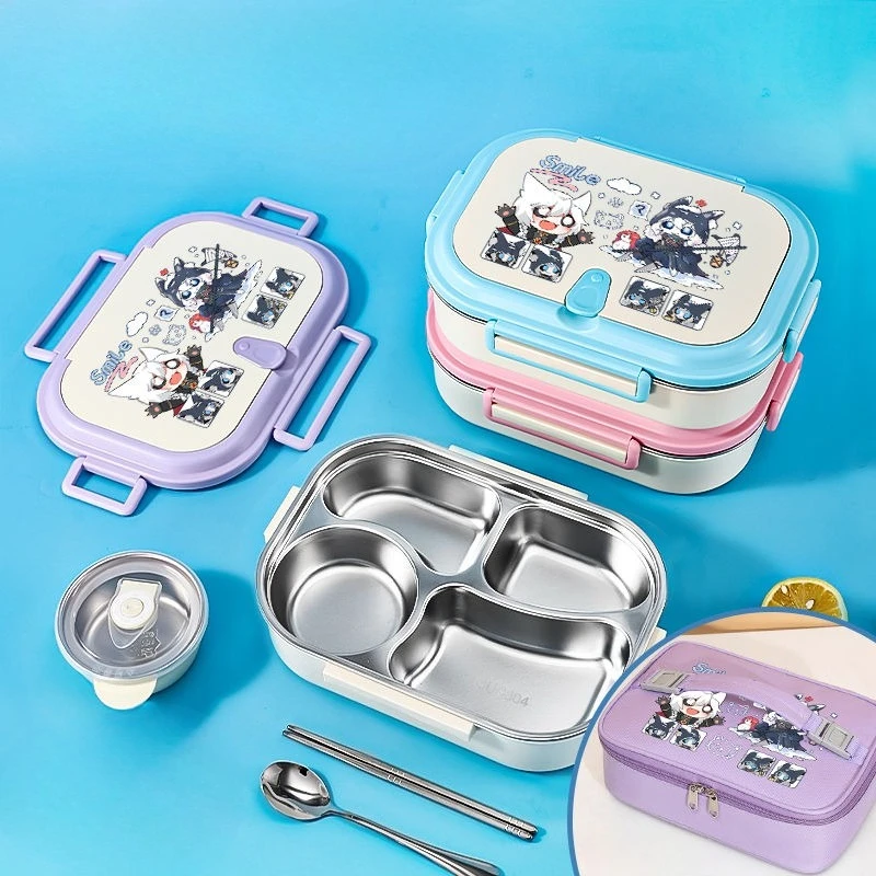 Identity V Ithaqua lunch box creative high-quality cartoon printed student 304 stainless steel large capacity divided lunch box view 6