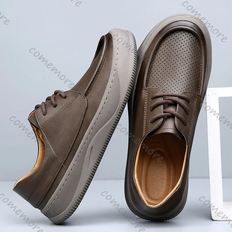 Men Outdoor Casual Shoes Male Fashion Retro Leather Business Work Footwears Lace Up Personalized Party Banquet Dress Loafers