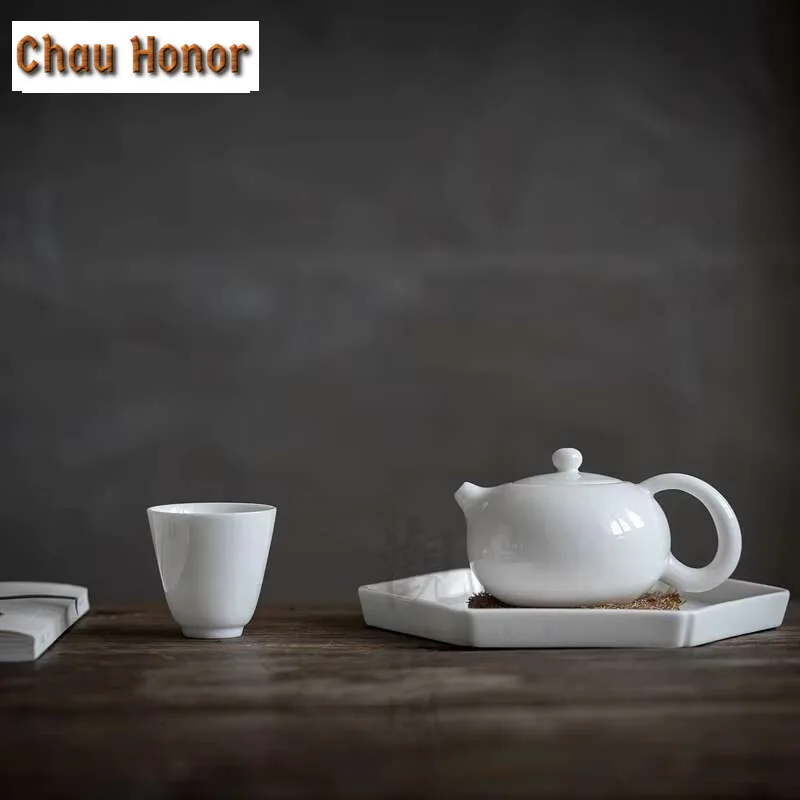 Handmade Dehua White Porcelain Teapot Small Xishi Pot Household Tea Maker Kettle with Infuser Drinkware Accessories Ornaments