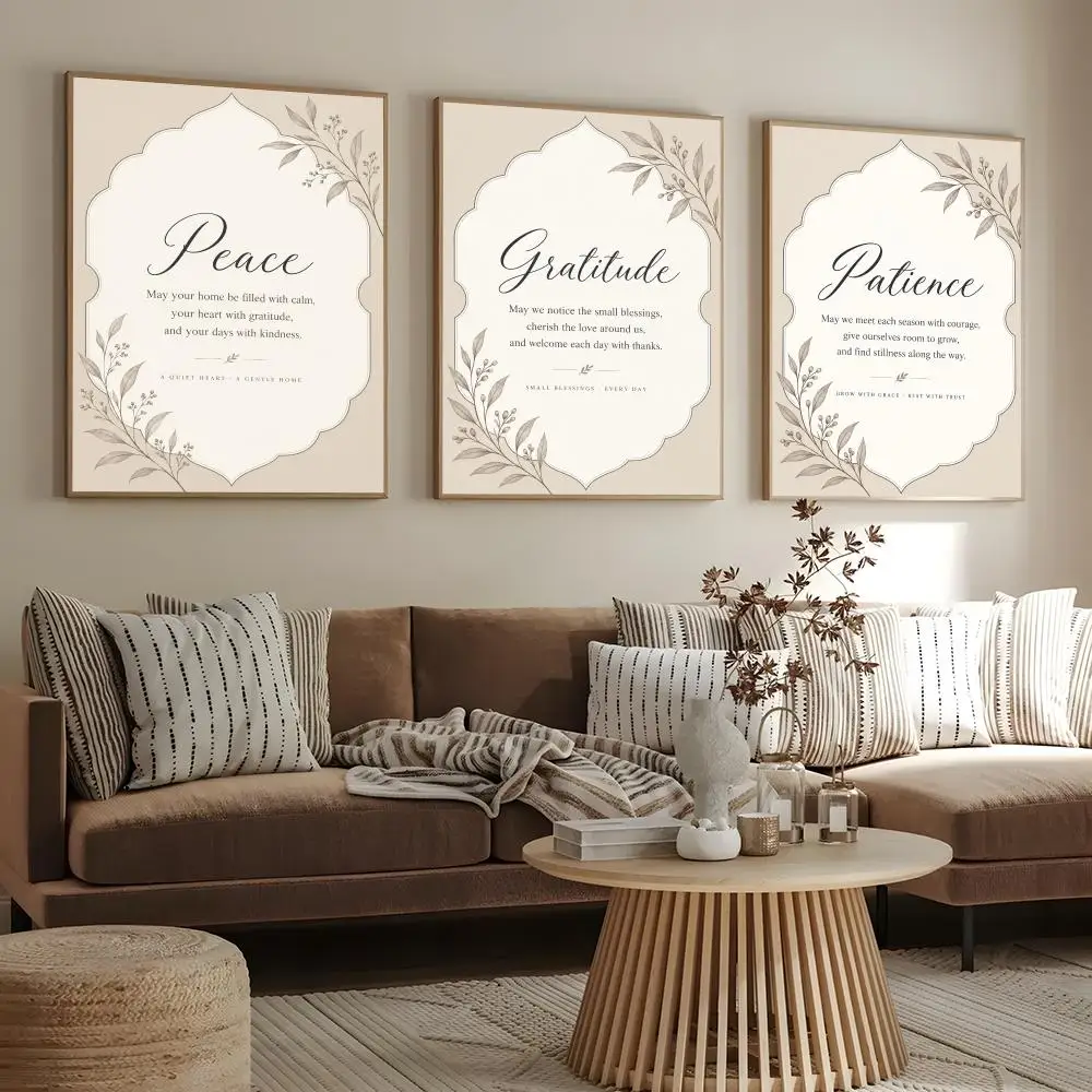 Modern Quran Verse Ayatul Kursi 4 Quls Surah Al Fatiha Wall Art Canvas Print Poster for Living Room Home Decor Poster