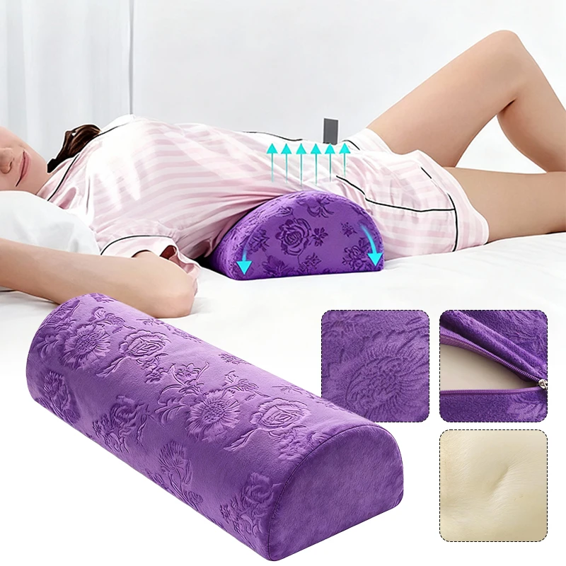 41cm Half Moon Bolster Semi-Roll Knee Pillow Ankle & Knee Support Elevation Back Lumbar Neck Relief Pain Memory Foam Filling