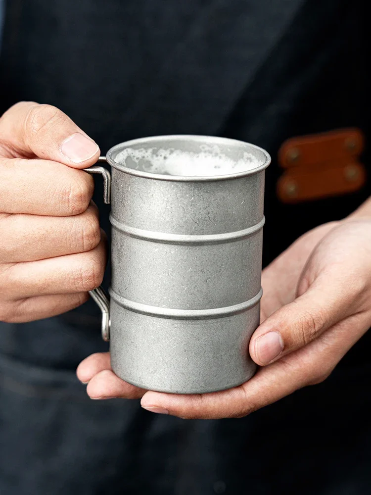 Retro Industrial Style 304 Stainless Steel Beer Mug Camping Outdoor Creative Weathered Barley Wine Cup Water Mug