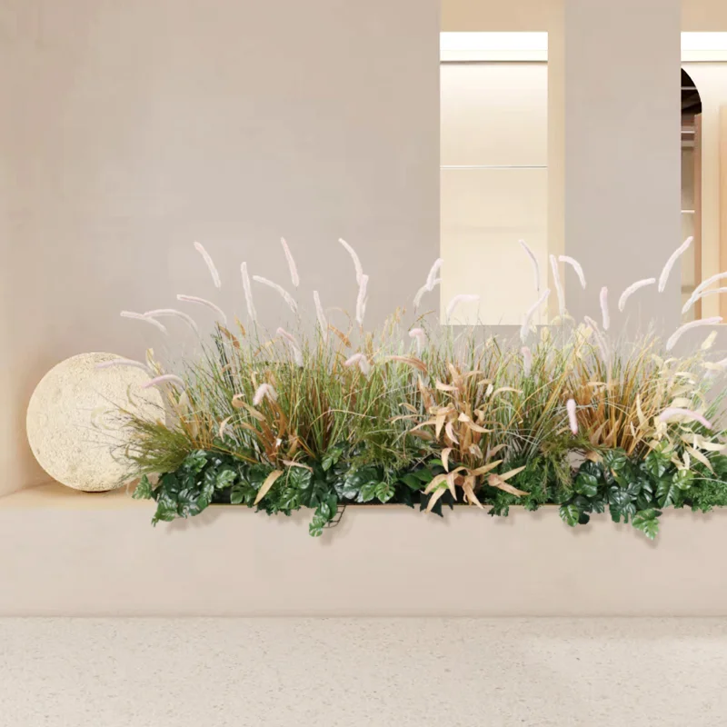 LMM autumn color simulation reed fake green plant landscaping indoor flower slot box ornament decoration