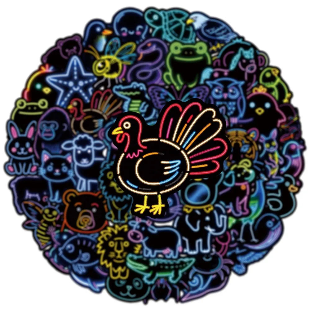 10/25/50 Stück Graffiti Neonlicht Tiere Aufkleber für DIY Dekor Briefpapier Koffer Flasche Telefon Laptop Skateboard Scrapbooking