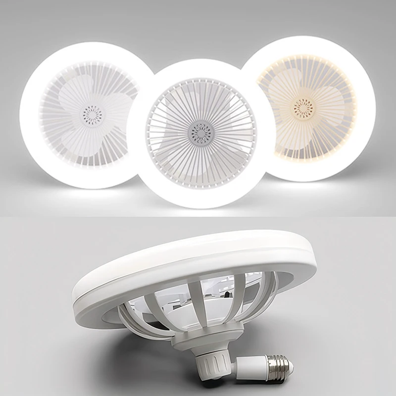 LED Night Ceiling Fan Light With Wall Remote Control Lighting E27 Conversion Base Lighting Base Suitable for Bedroom Fan Lamp