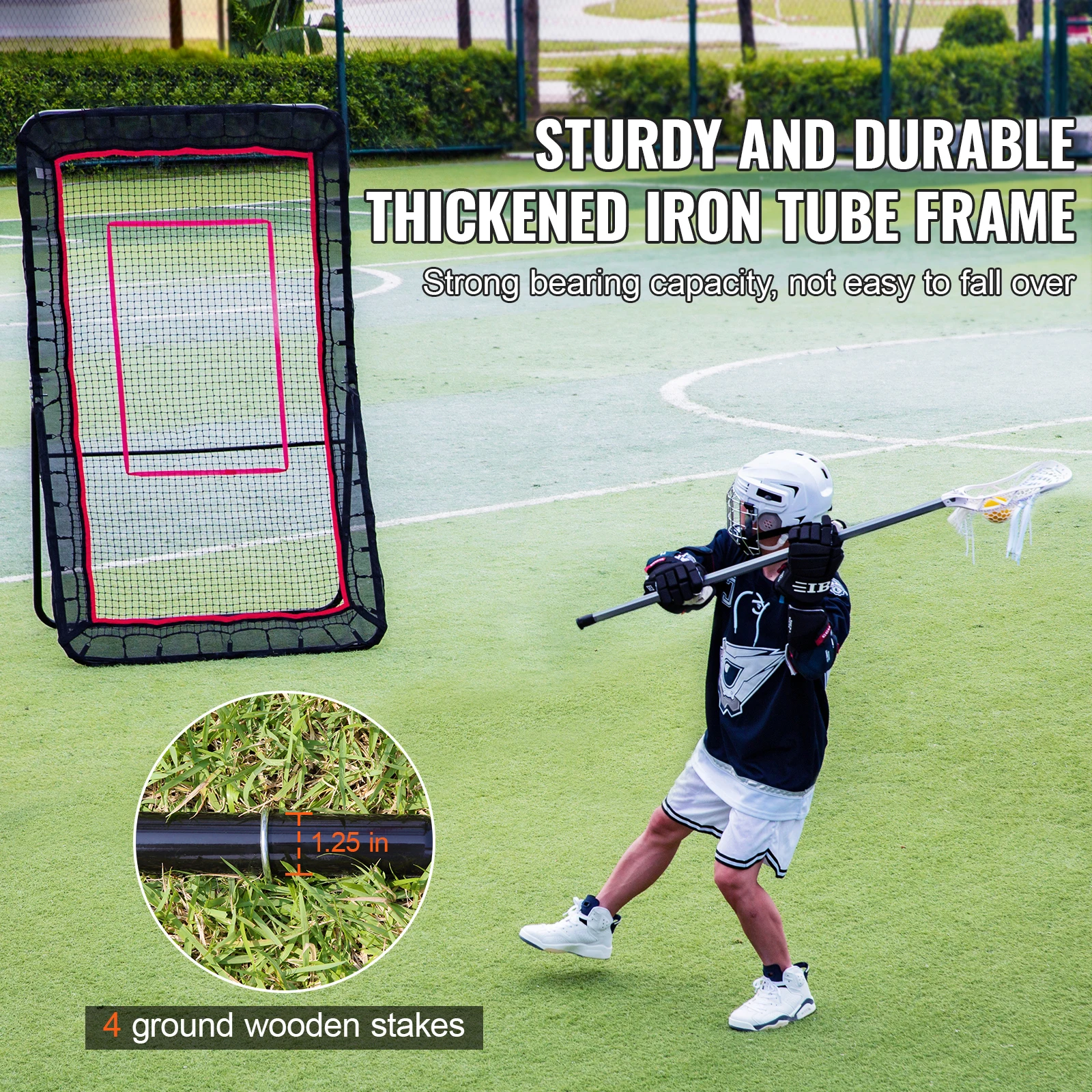 SucceBuy 4/5x7ft Lacrosse Rebounder For Backyard Pitchback Throwback Baseball Softball Adjustable Angle Shooting Practice